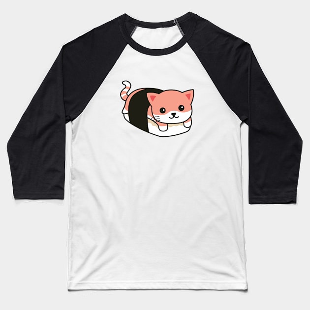 Cute Sushi Cat Roll Drawing Baseball T-Shirt by SLAG_Creative